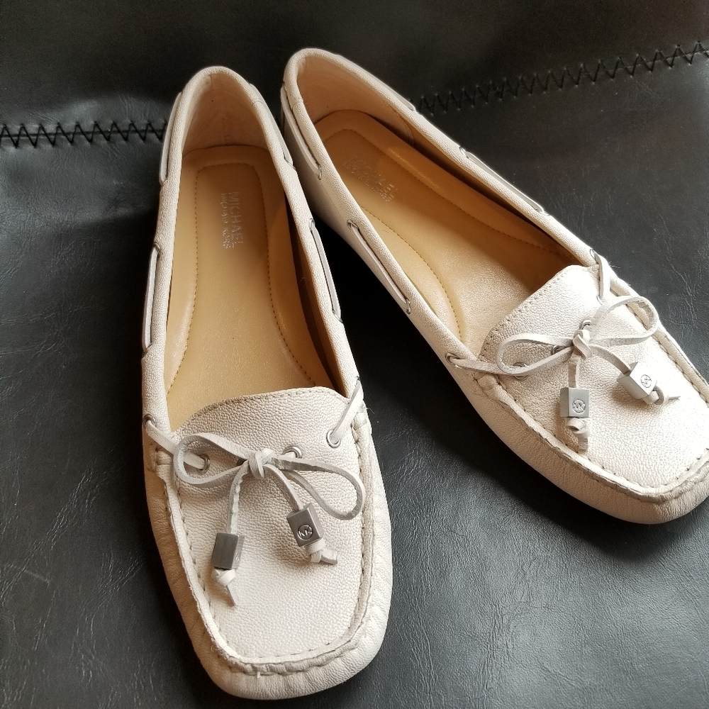 MICHAEL Michael Kors Cream Leather Moccasins